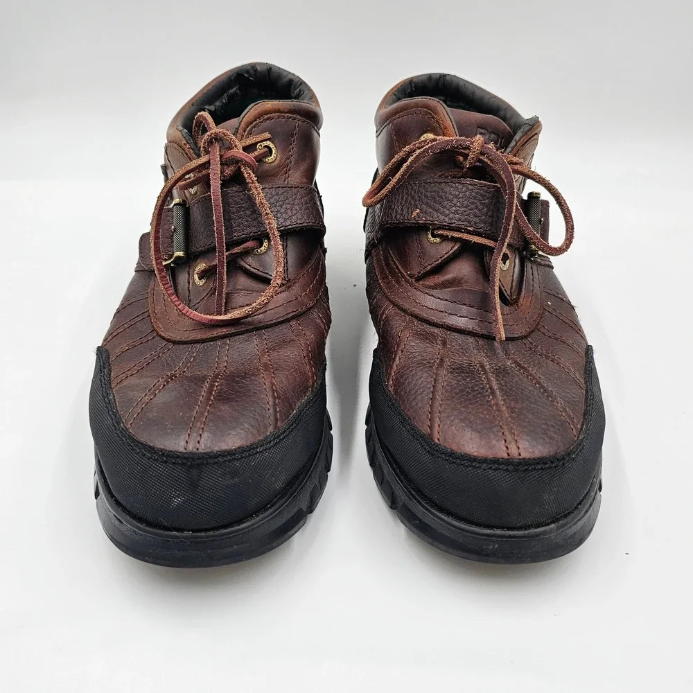 Polo Ralph Lauren Dover III Mens Brown Leather Duck‎ Boots Buckle Strap 13D
